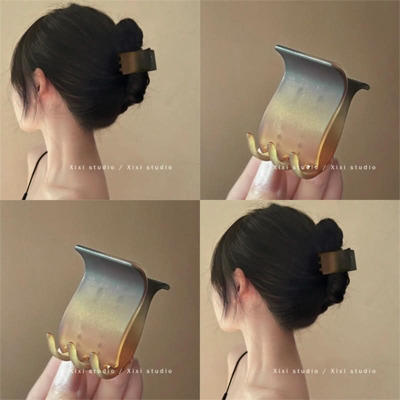 French Matte Gradient Ponytail Clip – High-End Shark Hair Clip for Thick Hair
