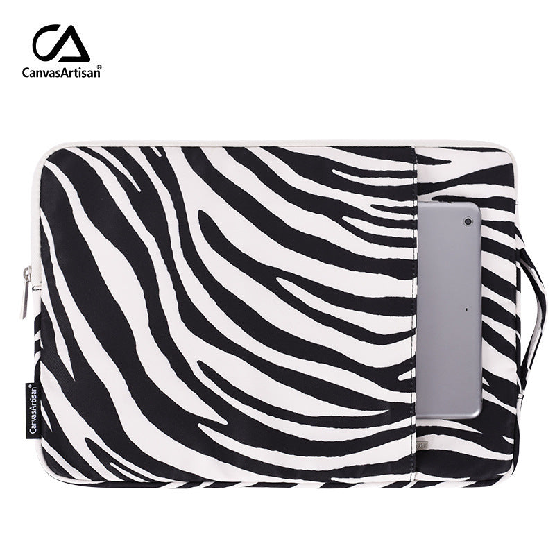 Dual Compartment Zebra Laptop Sleeve – Waterproof Protective Case for 11-15 Inch Laptops