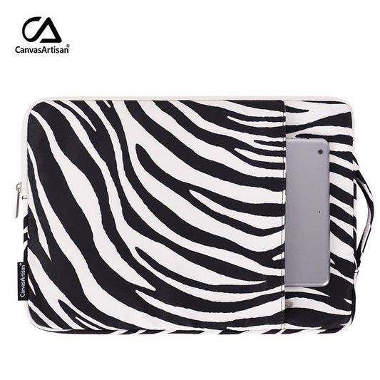 Dual Compartment Zebra Laptop Sleeve – Waterproof Protective Case for 11-15 Inch Laptops
