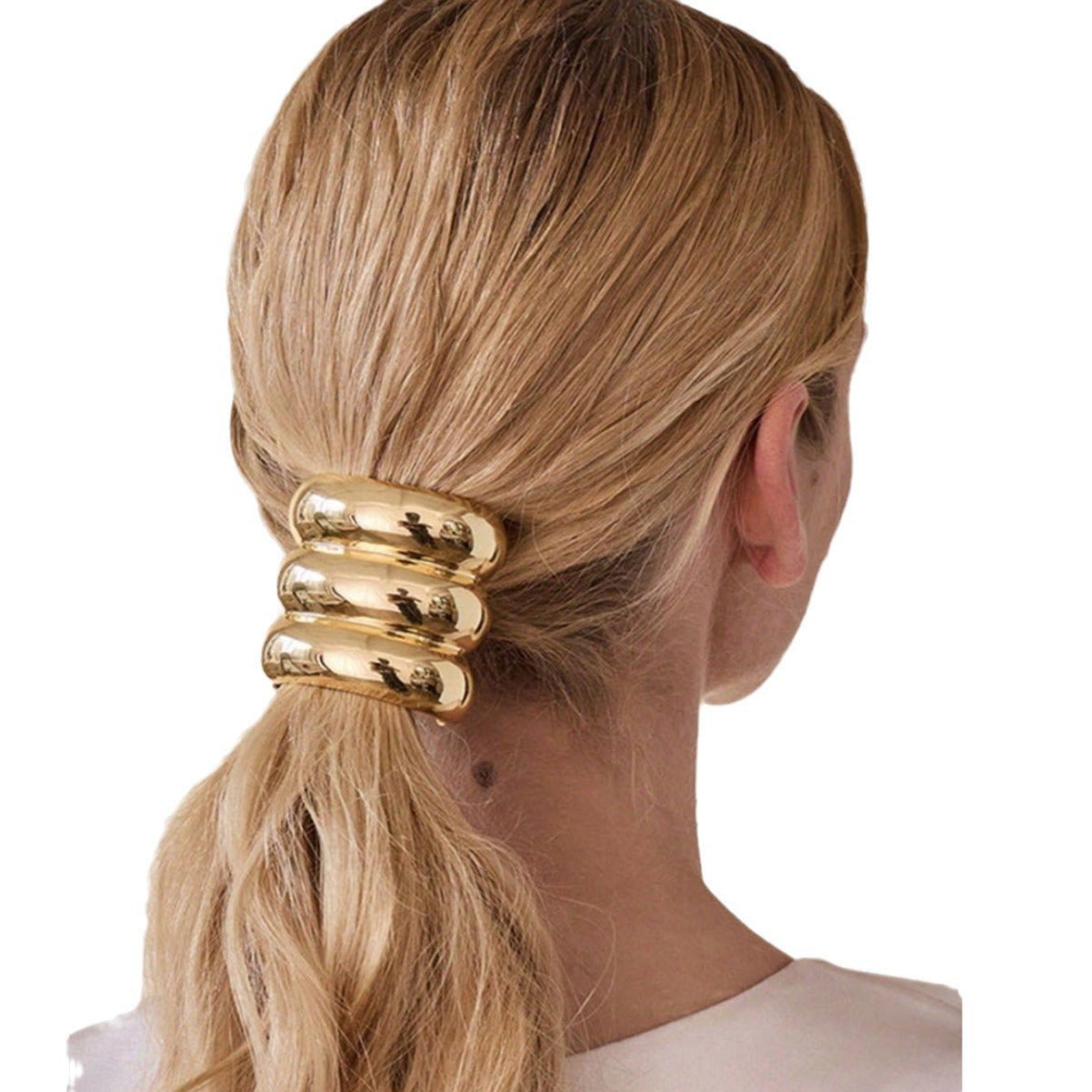 Gold Triple Tube Hair Clip – Modern Minimalist Metal Hair Accessory for Women