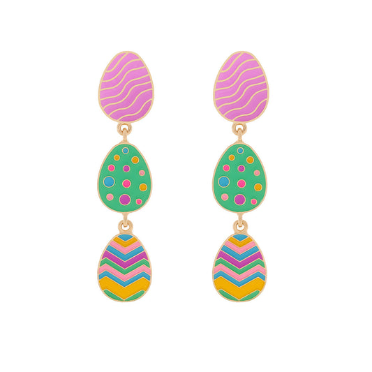 Cute Easter Egg Drop Earrings for Women – Colorful Acrylic Pendant Jewelry