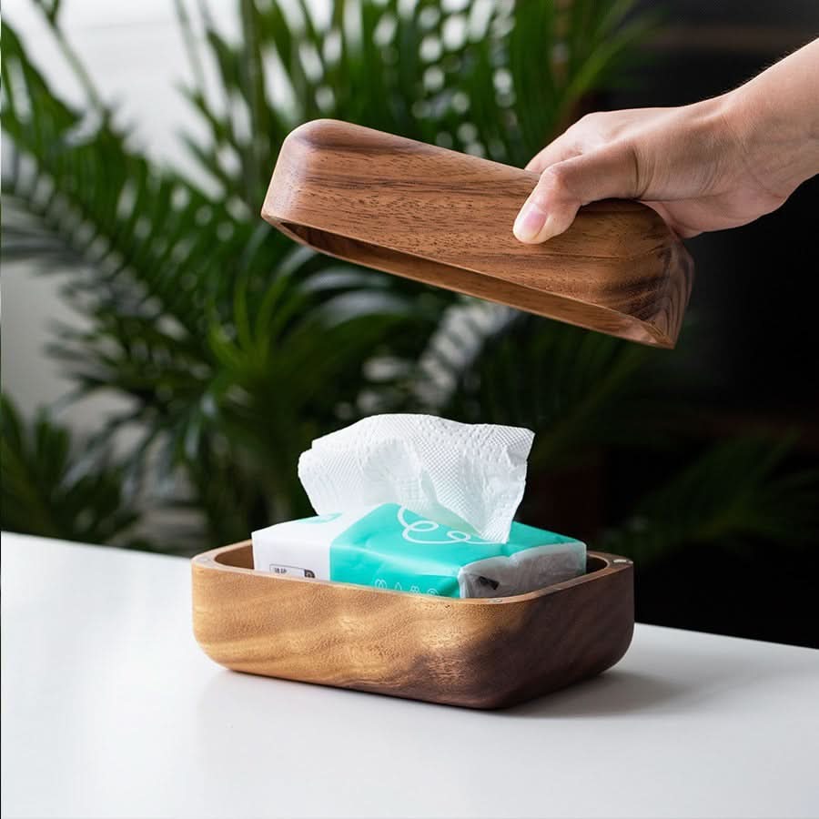 Walnut Wooden Tissue Box