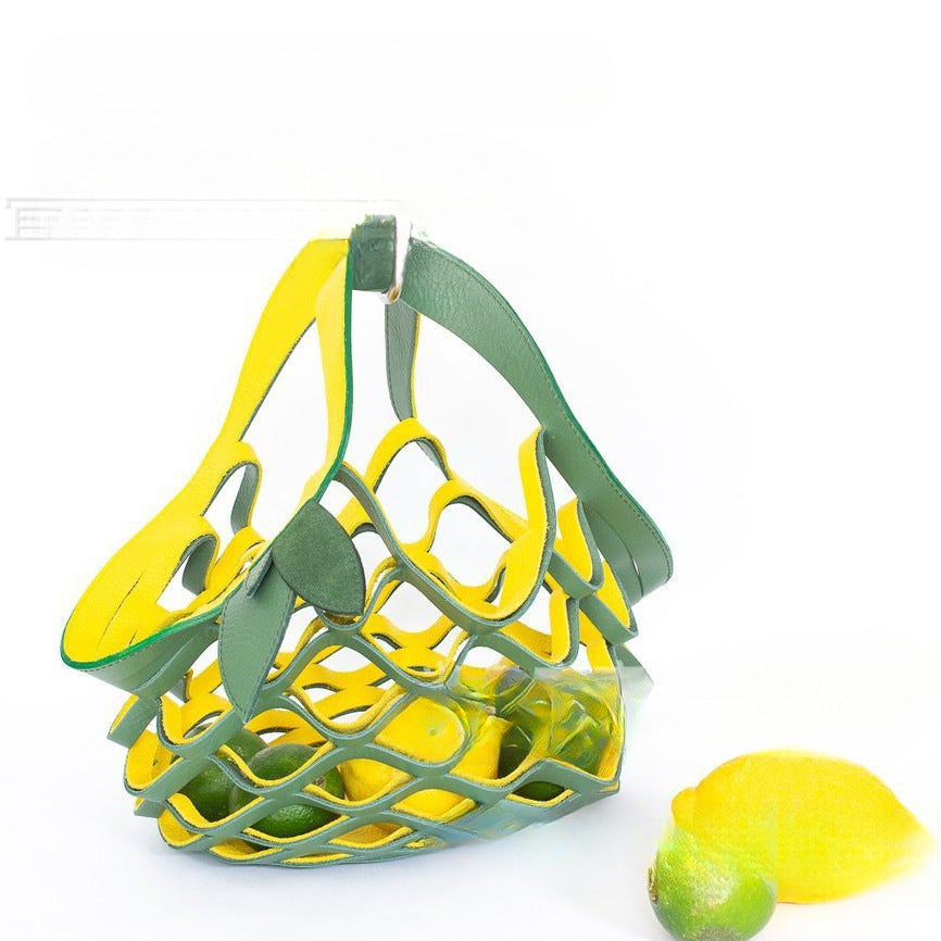 Retro Leather Mesh Shoulder Bag – Small Foldable Shell Handbag