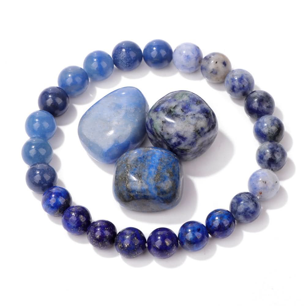 Unisex Boho Natural Stone Bracelet Set – Raw Agate & Volcanic Beads