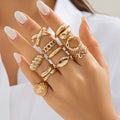 Women’s Punk Chain Ring Set – Twisted Hollow Design Statement Jewelry