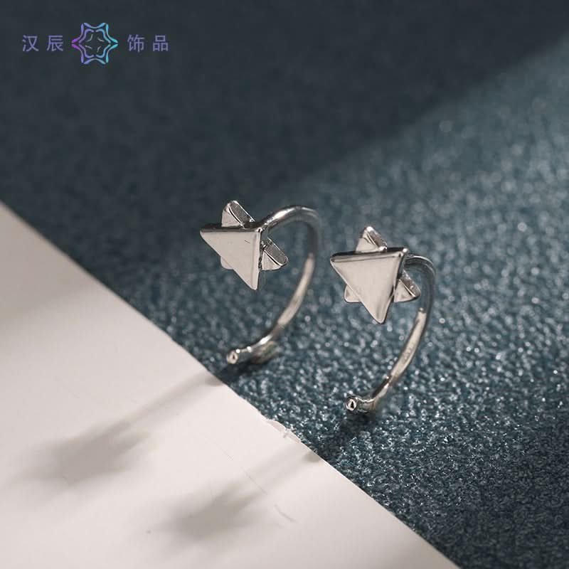 Men’s Six-Pointed Star Earrings – Silver Plated Minimalist Studs