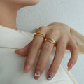 Open Frame Pearl Accent Ring – Elegant Minimal Titanium Steel Jewelry for Women