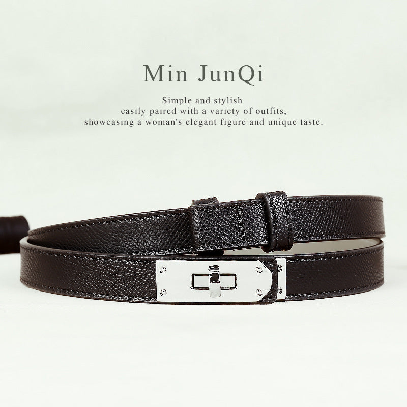 Women's Leather Waist Belt – Snap Button Fashion Dress Accessory