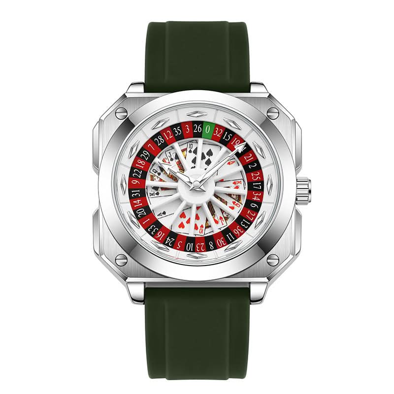 Men’s Lucky Poker Automatic Watch – Gambler Style Turntable Dial