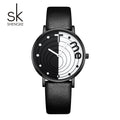 SK Women’s Quartz Watch – Fashion Round Dial, 36mm Waterproof PU Strap Wristwatch