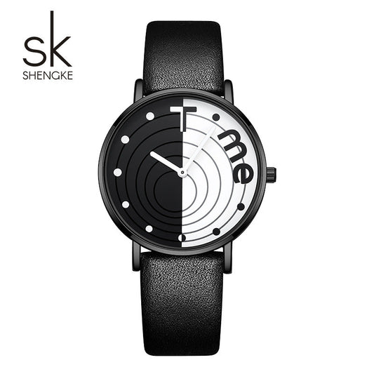 SK Women’s Quartz Watch – Fashion Round Dial, 36mm Waterproof PU Strap Wristwatch