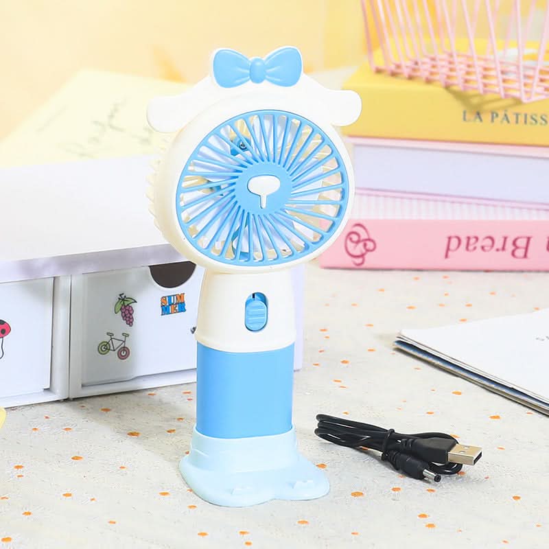Portable Cartoon Handheld Fan – USB Rechargeable, Detachable Base