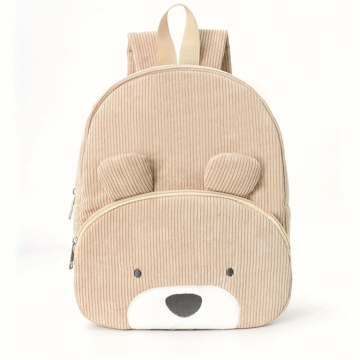 Cute Animal Corduroy Backpack – Plush Cartoon School Bag for Kids