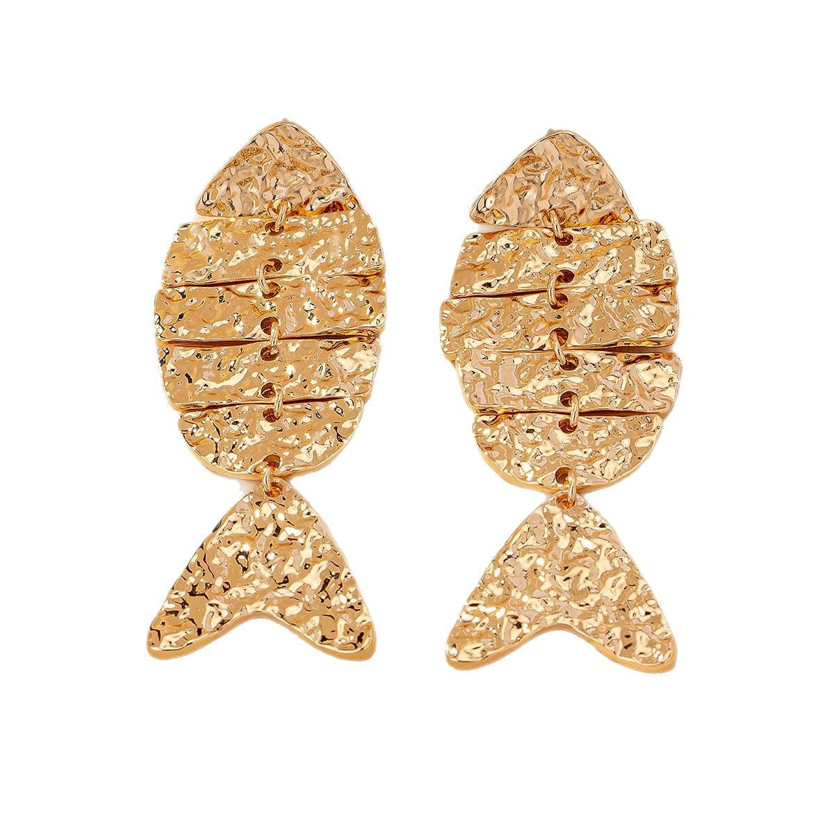 Fishbone Earrings for Women – Alloy Hammered Design Fashion Jewelry