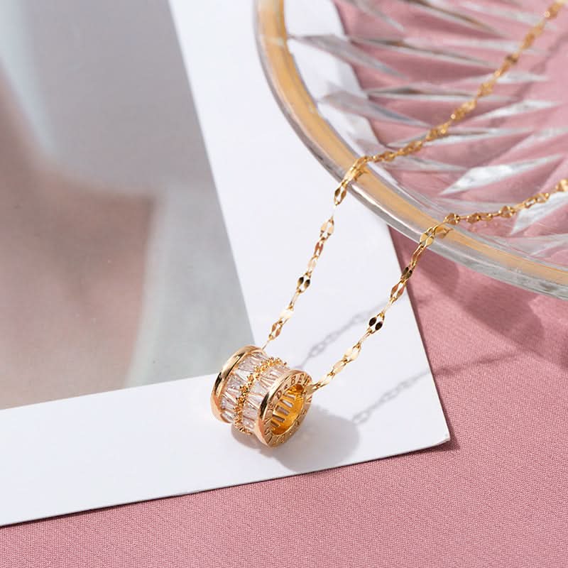 Women’s Zircon Titanium Steel Pendant Necklace