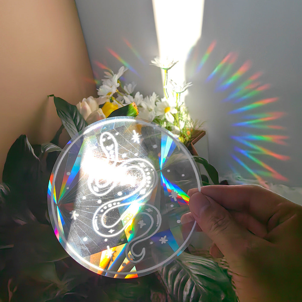 Rainbow Prism Window Film Sticker – Colorful Suncatcher, Self-Adhesive PVC Glass Decor
