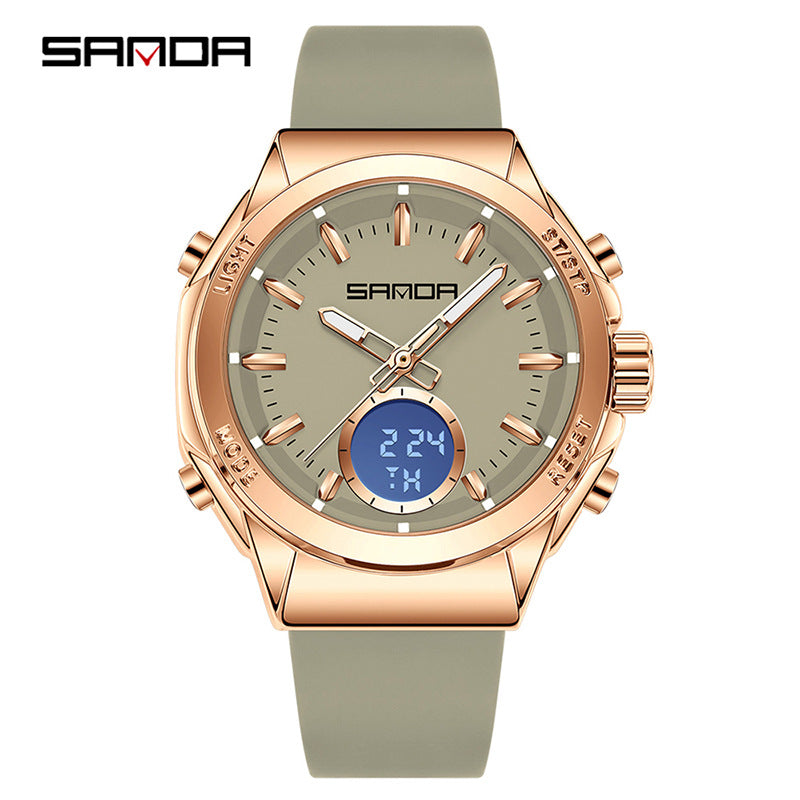 SANDA Youth Dual Display Sports Watch – Waterproof Multifunction Student Watch