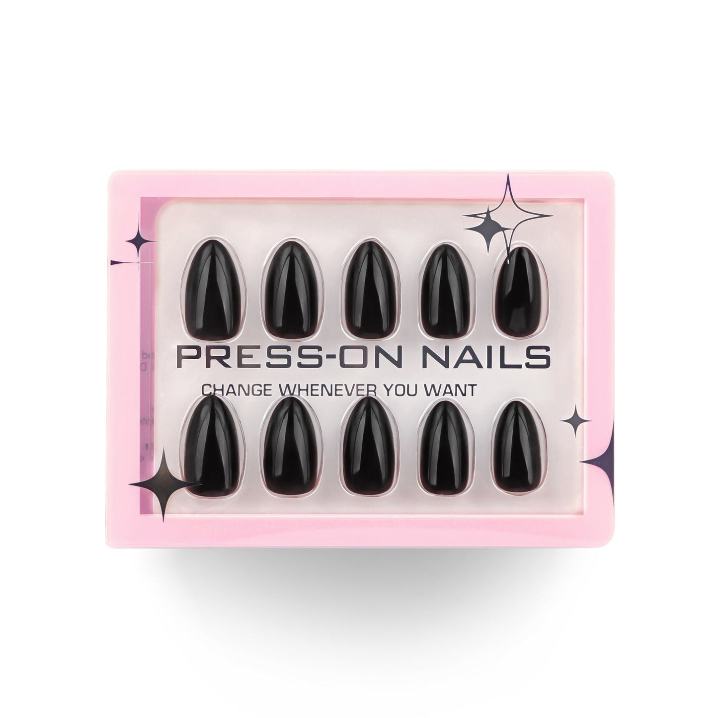 Glossy Black Almond Press-On Nails – Short Classic Glue-On Manicure