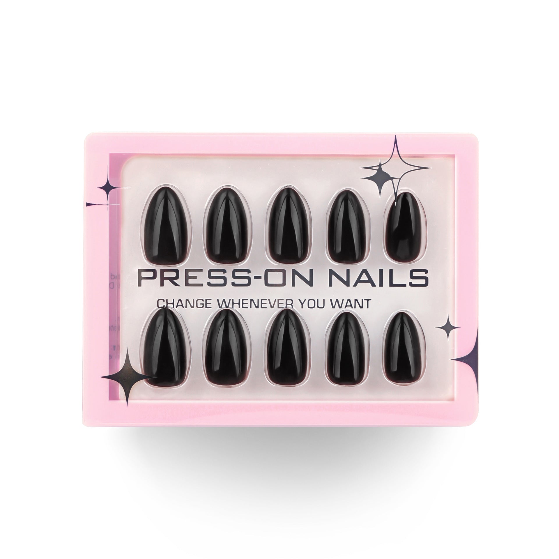 Glossy Black Almond Press-On Nails – Short Classic Glue-On Manicure