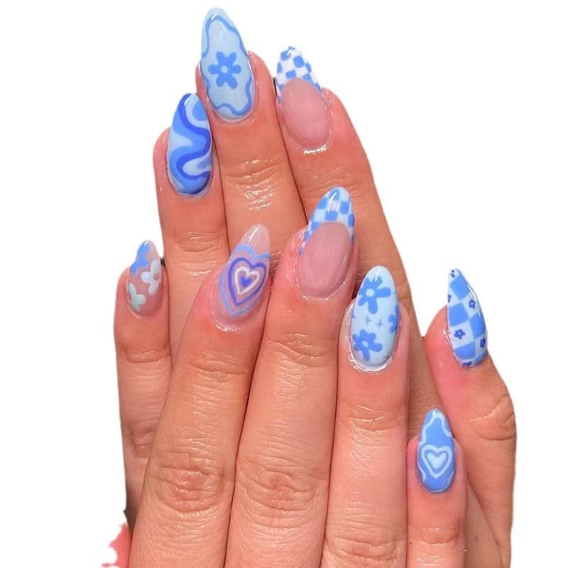 Sky Blue Love Irregular Nail Pieces