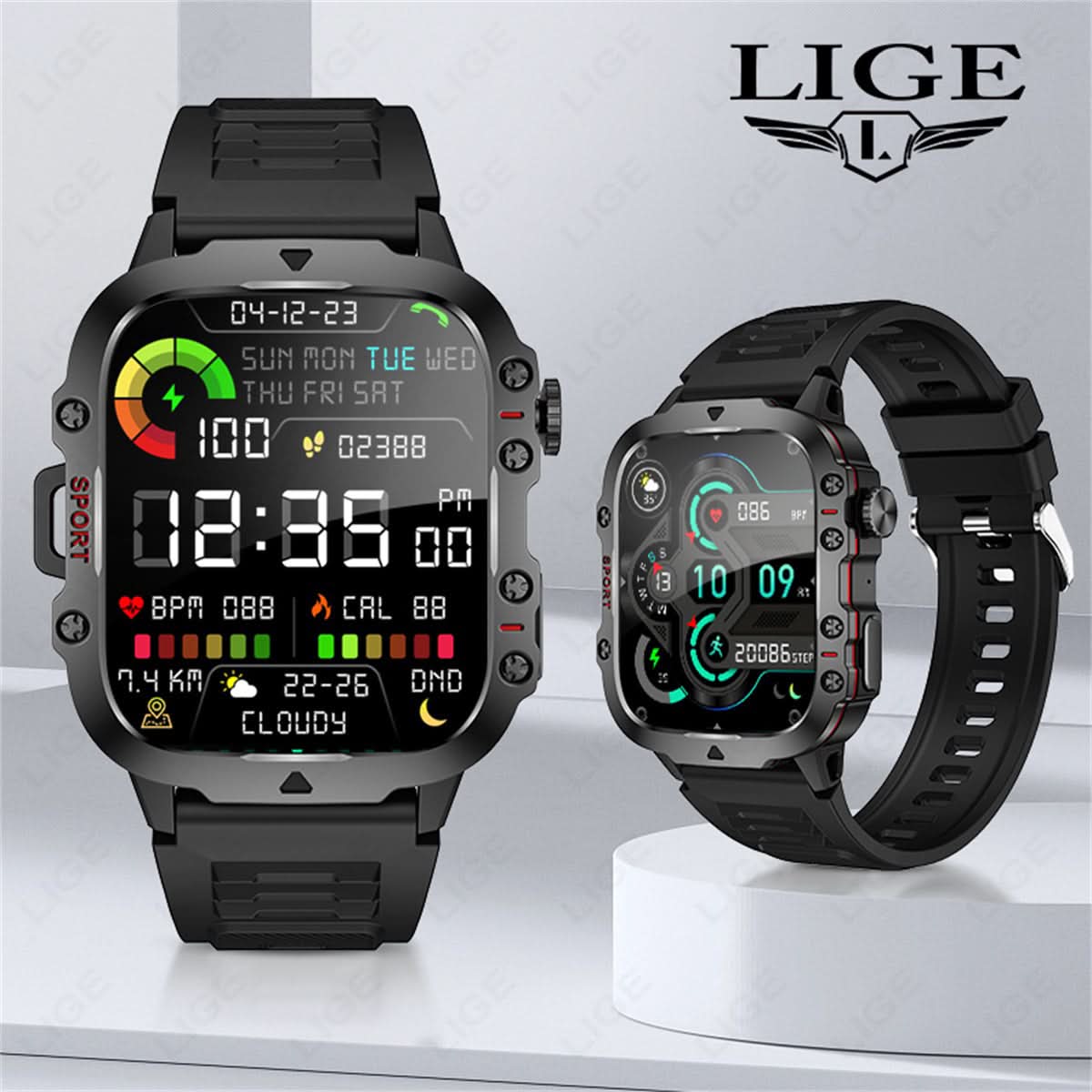 Men's Smart Sports Watch – Bluetooth Call, Health Tracker, Waterproof