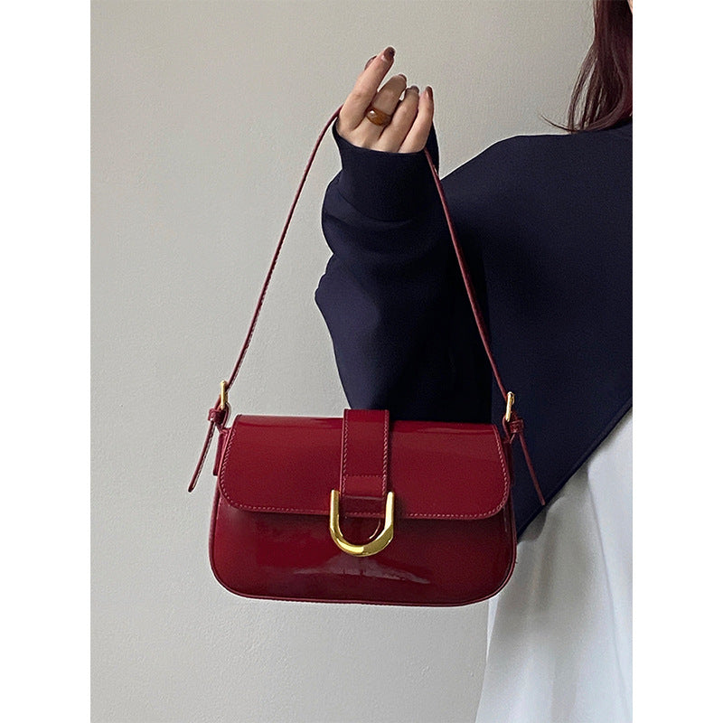 Women's Small Shoulder Bag – Retro Handbag with Horseshoe Buckle, Street Style Crossbody