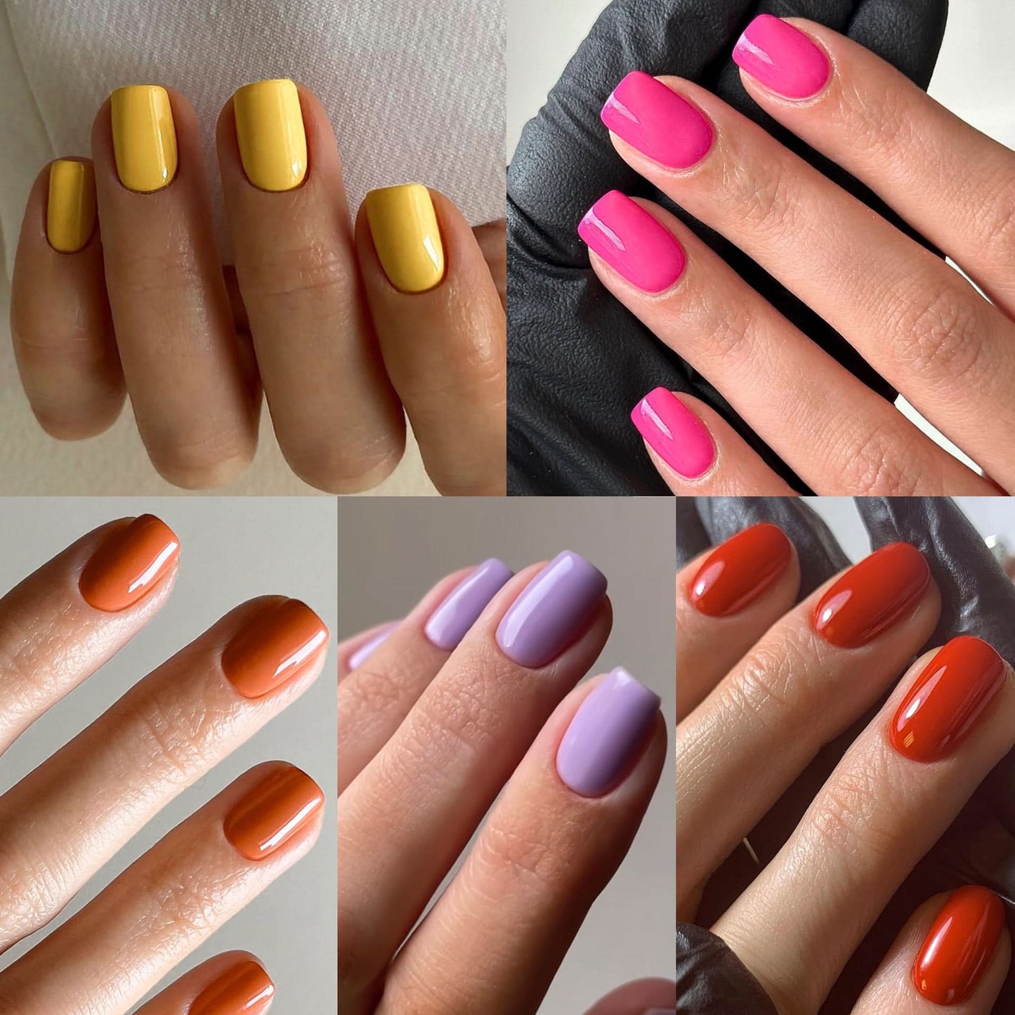 Classic Solid Color Press-On Nails – Short Square Reusable False Nails