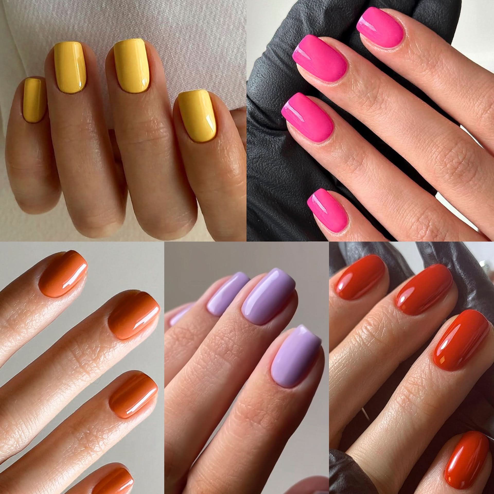 Classic Solid Color Press-On Nails – Short Square Reusable False Nails