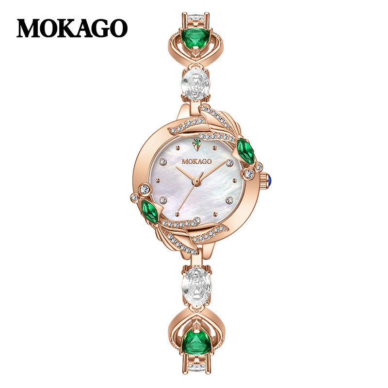 MOKAGO Women’s Quartz Watch – Crystal Jewelry Bracelet, Waterproof Fashion Watch