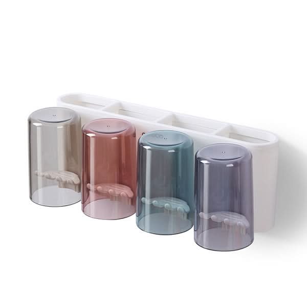 Wall-Mounted Toothbrush & Mouthwash Cup Holder – Punch-Free Storage Rack