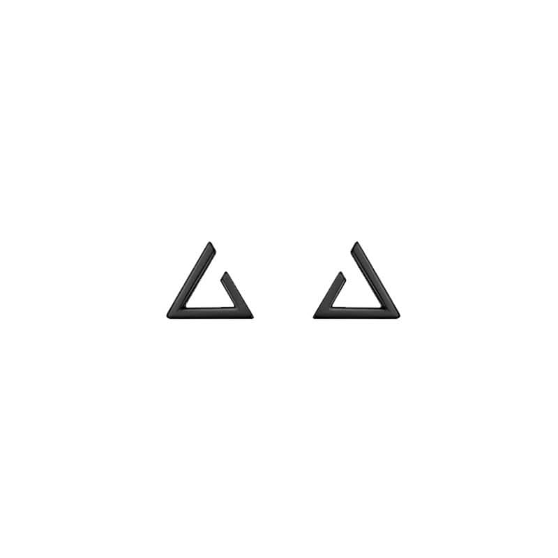 Unisex Black Triangle Stud Earrings – Geometric Hip-Hop Jewelry