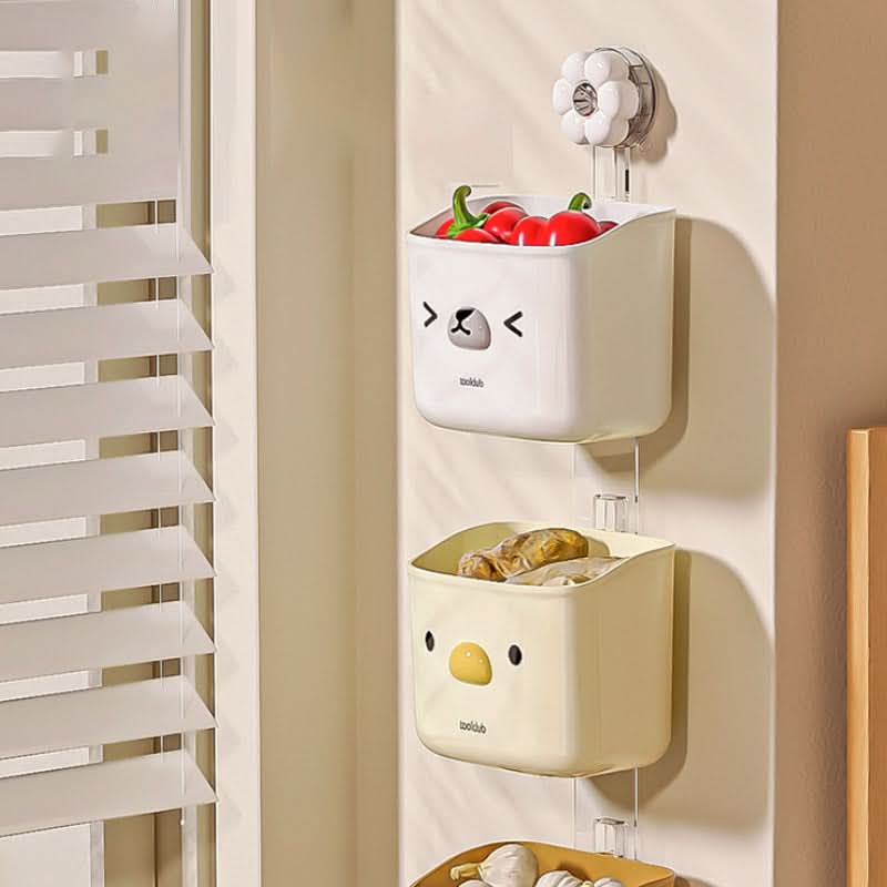 Wall-Mounted Kitchen Storage Basket – Punch-Free Organizer for Garlic, Ginger & Onions