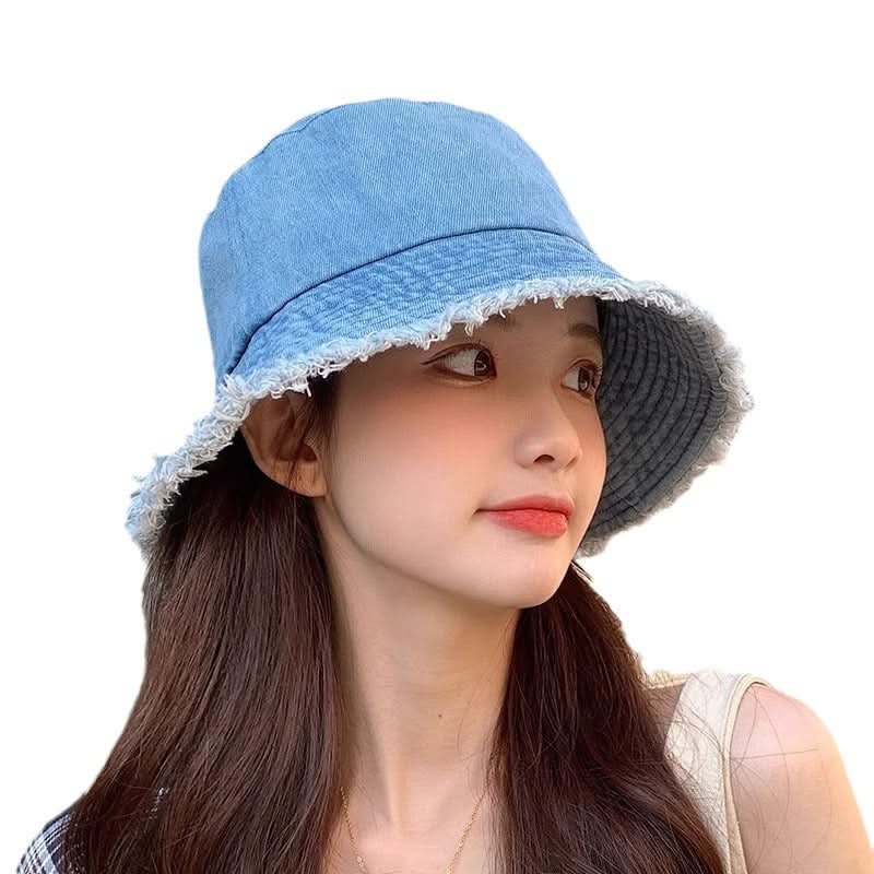 Women's Wide Brim Bucket Hat – Korean Style Hat for Summer