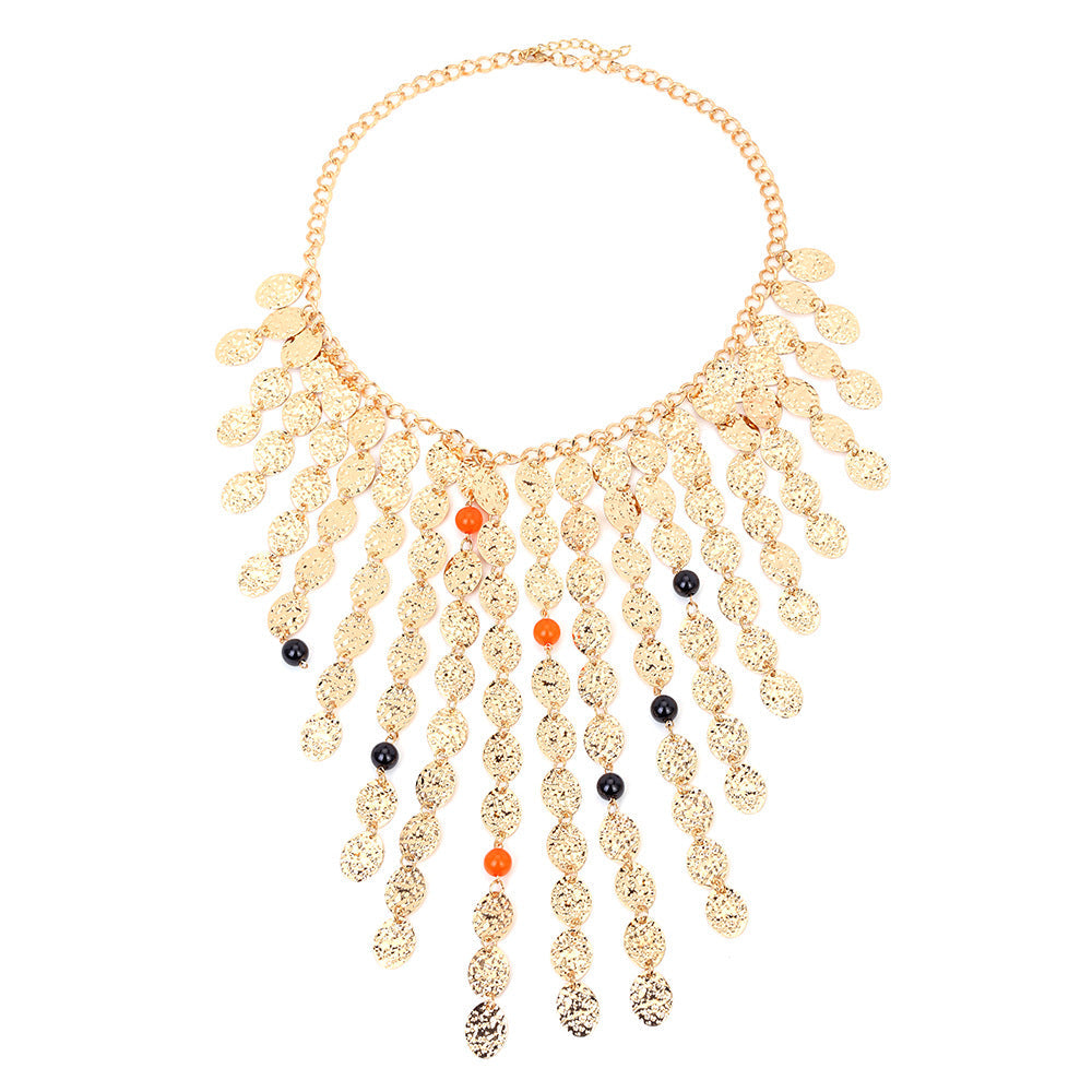Retro Multi-Layer Tassel Necklace – Handmade Gold Statement Jewelry for Women