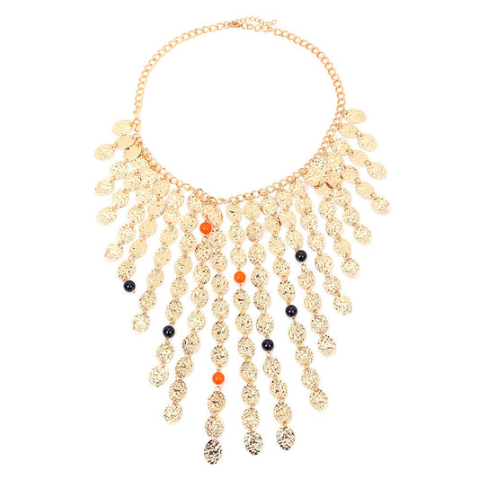 Retro Multi-Layer Tassel Necklace – Handmade Gold Statement Jewelry for Women