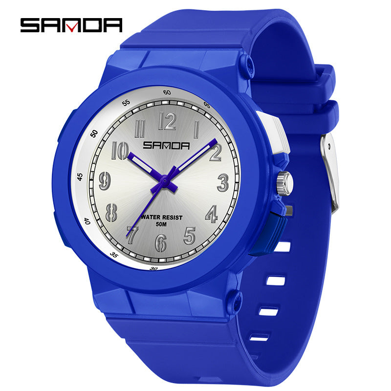 Sanda Colorful Light Watch – Waterproof Luminous Quartz Watch for Students and Kids