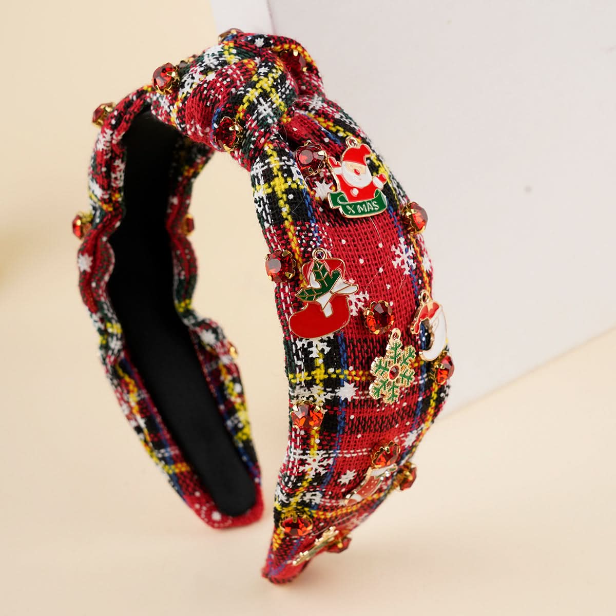 Christmas Pearl Diamond Knotted Headband for Women