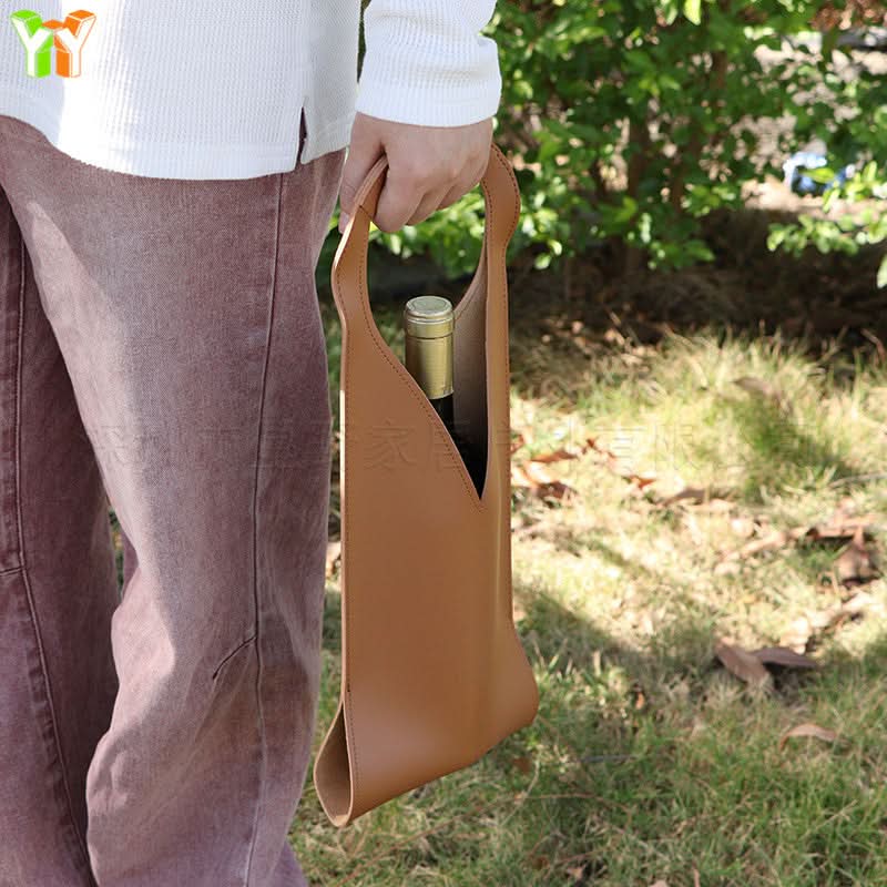 Portable PU Leather Wine Bag