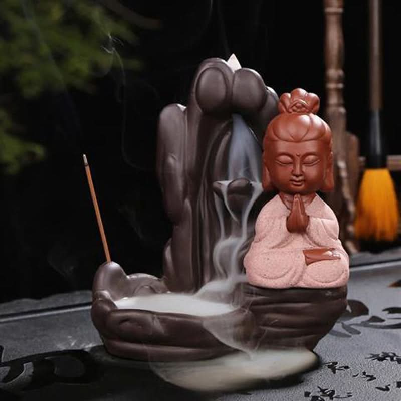 Purple Sand Buddha Backflow Incense Burner - Retro Home Aromatherapy Decor