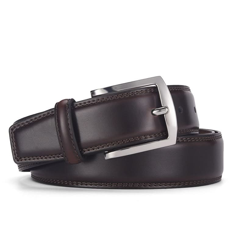 Men's Leather Belt with Pin Buckle