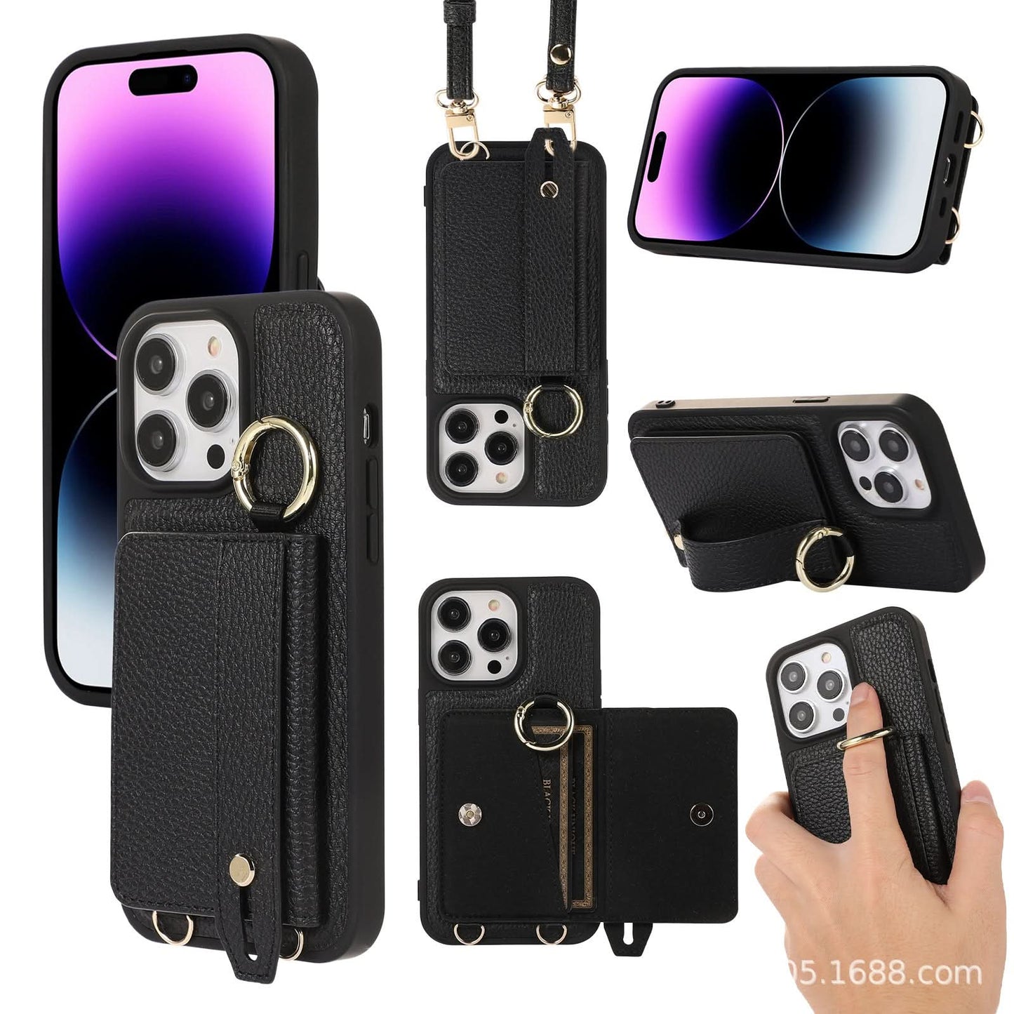 Leather Phone Case with Card Holder for iPhone