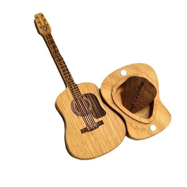 Engraved Wooden Guitar Pick - Gift Set