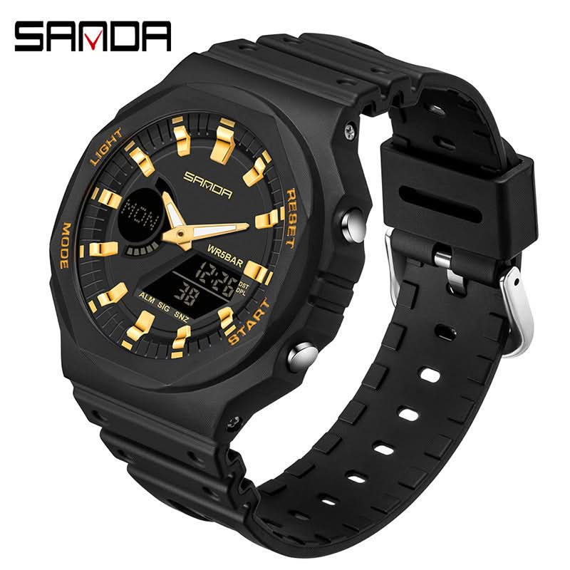 Men’s Dual Display Sports Watch – Waterproof, Multi-Functional Watch