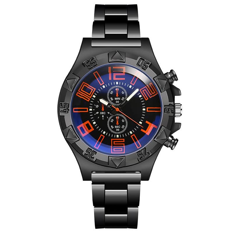 Men’s Luminous Quartz Sports Watch, Steel Band