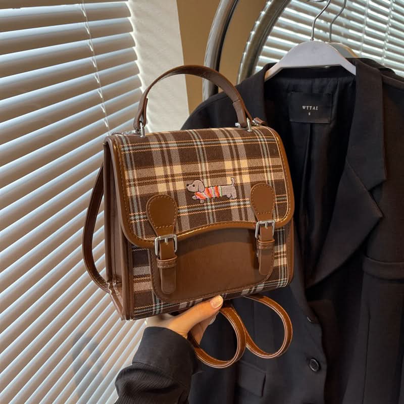 Women's Retro Plaid Small Backpack – Stylish Commuter Bag