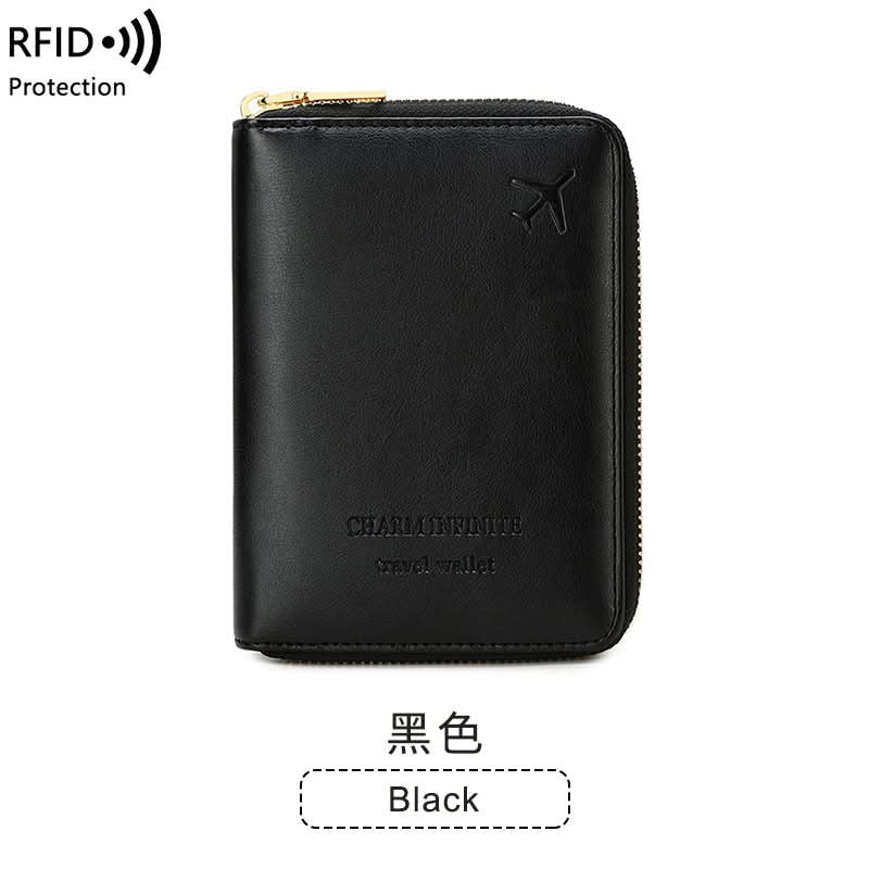 RFID Blocking Passport Holder – Compact Travel Wallet with Zipper