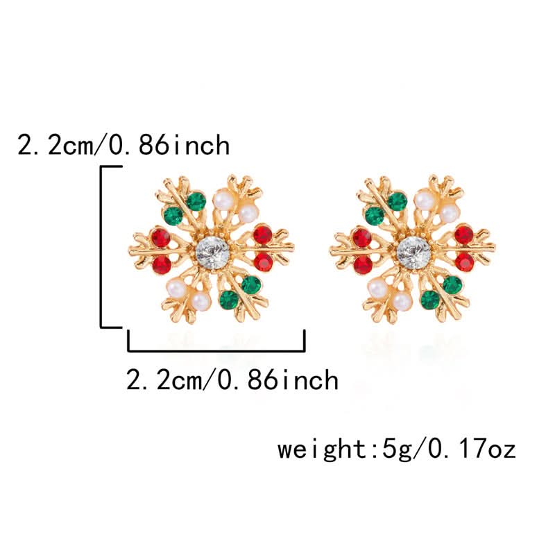 Diamond Snowflake Pearl Christmas Earrings for Women