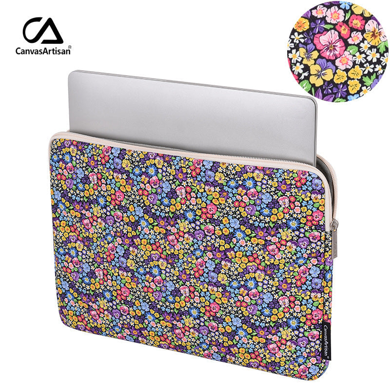 Multicolor Floral Laptop Sleeve – Waterproof Polyester Case for 11"–15" Devices