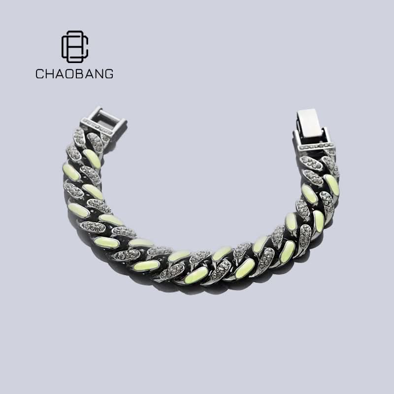 Men’s Glow-in-the-Dark Cuban Bracelet – Double-Layer Contrast Chain