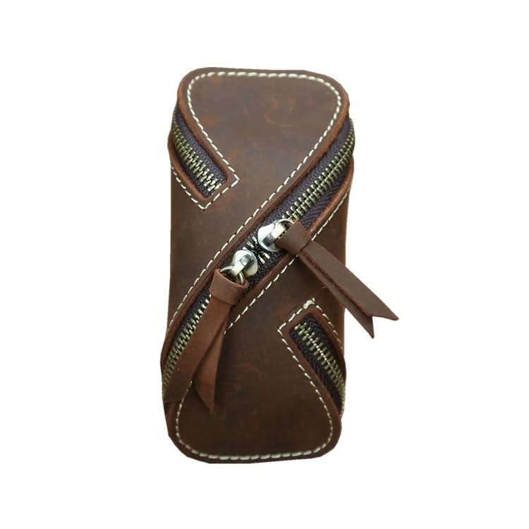 Vintage Leather Key Pouch – Zipper Key & Card Holder